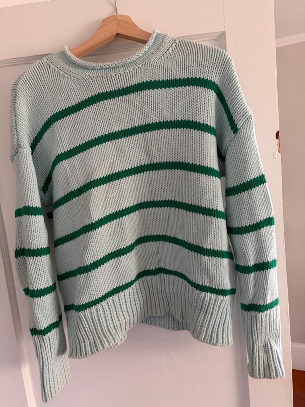 La Ligne Marina sweater Mint Sweater with Green Stripes